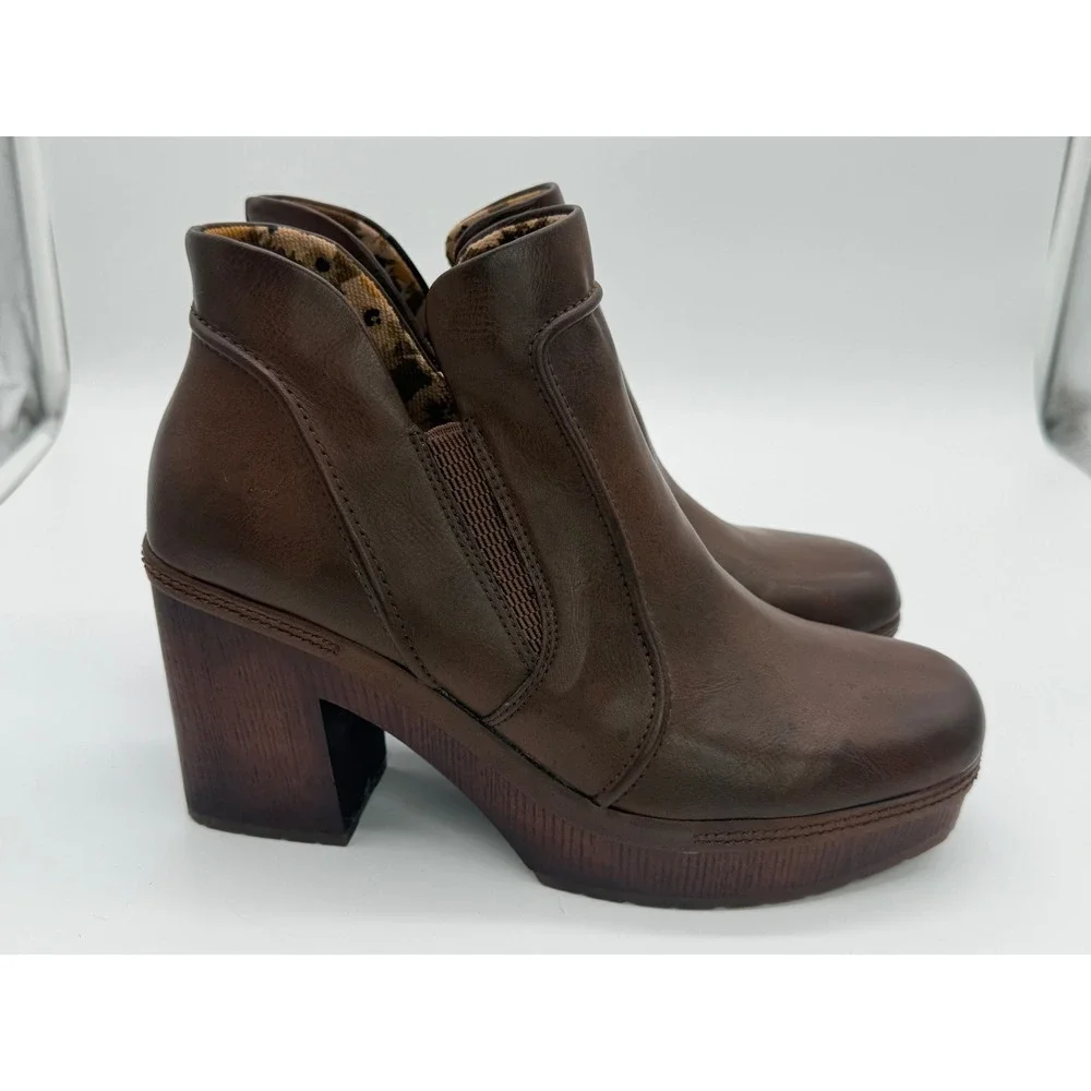 Korks Brown Platform Ankle Boots Chunky Block Heel Womens 9.5M - Picture 4 of 8